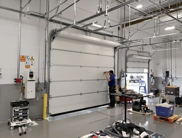 Commercial garage door repair being performed by Bexley Garage Door Repair expert in Bexley