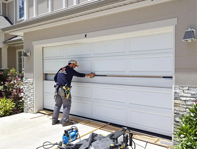 Bexley Garage Door Repair team performing complete garage door replacement at Bexley residence