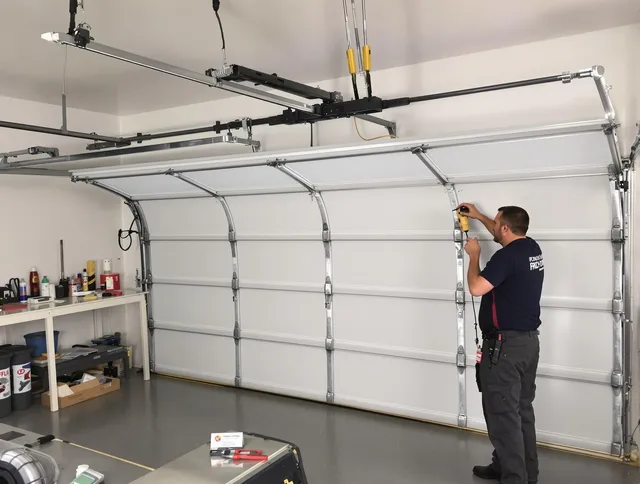 Bexley Garage Door Repair certified technician performing overhead door system repair in Bexley